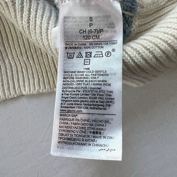 Gap Kids Girls Cardigan Button Up Sweater, White W Blue Stripes, Size S (6-7) - Picture 5 of 7